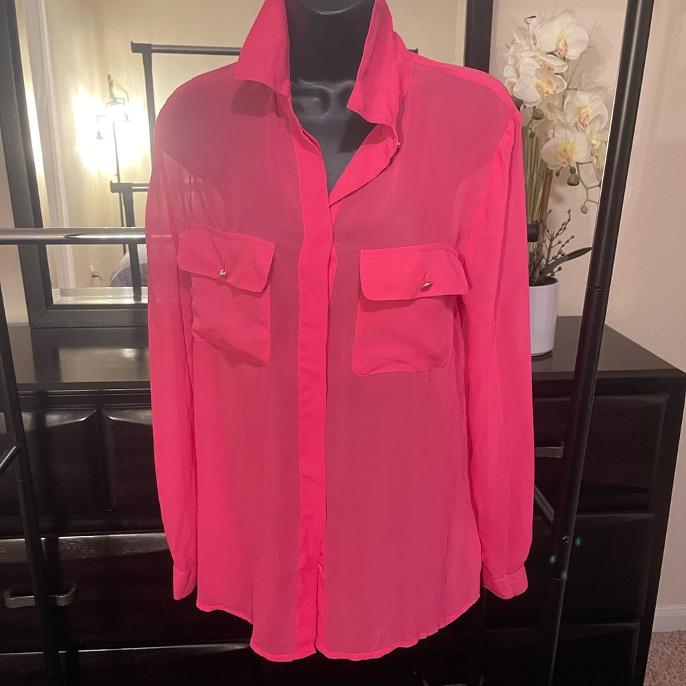 M Bisou Bisou Hot Pink Blouse